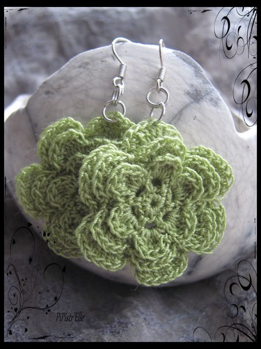 Boucles d'oreille fleur - vert