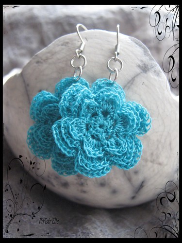 Boucles d'oreille fleur - turquoise